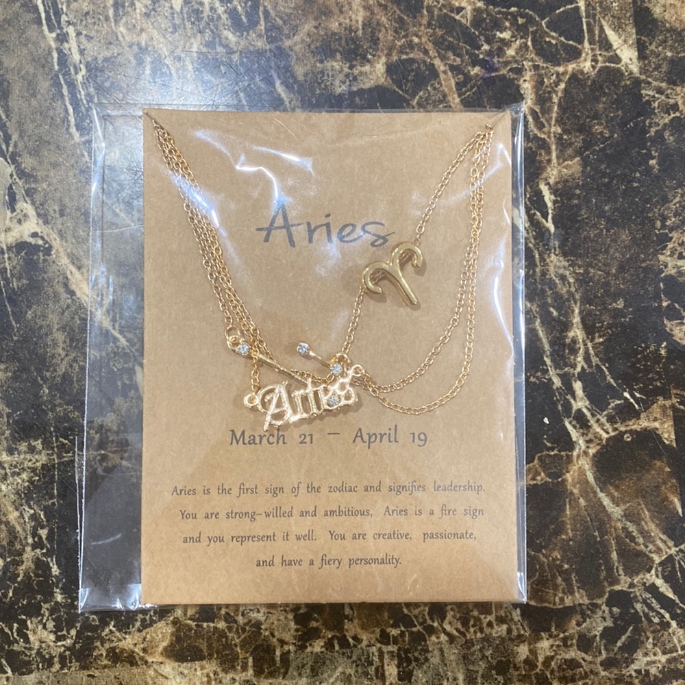 Aries Gold Plated Necklace 3 Layer Brand New Sealed
